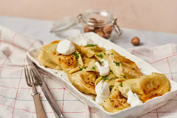 Fish and zucchini pierogi