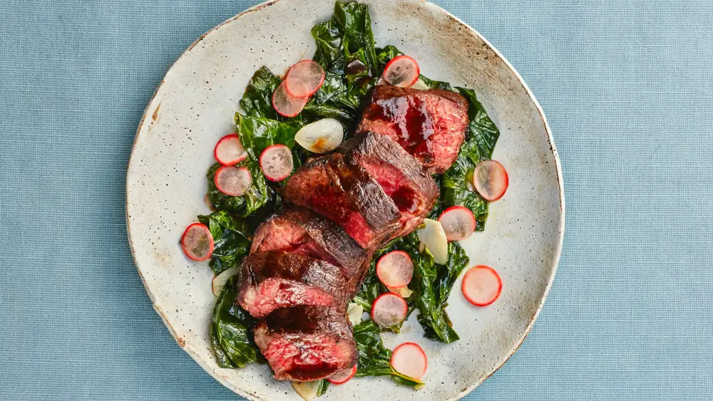 Filete con verduras dashi para una persona