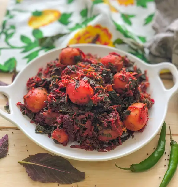 Beetroot, Aloo & Amaranth Leaves Sabzi Recipe Recipe