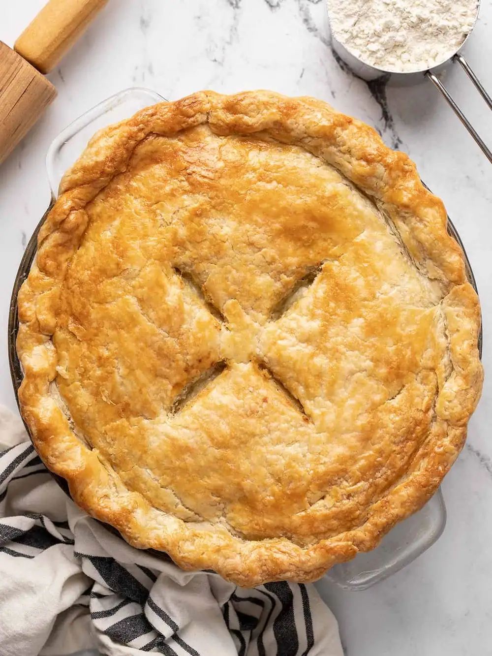 This pie crust comes together in minutes and has just 3 ingredients!