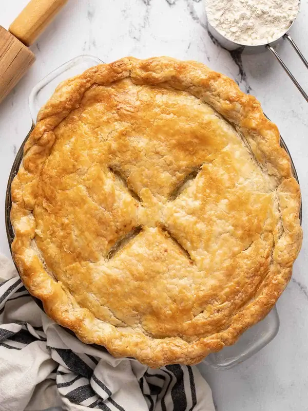 This pie crust comes together in minutes and has just 3 ingredients!