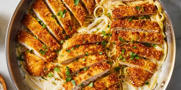 My Crispy Chicken Fettuccine Is The Ultimate Date Night Meets Comfort Food Meal