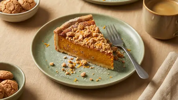 Pastel de calabaza de inspiración italiana con amaretti y ralladura de naranja