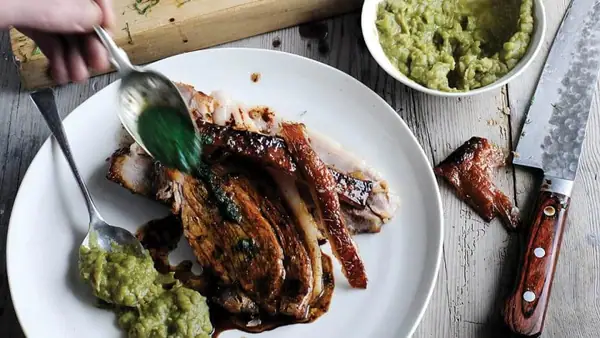 Brined Pork Collar with Mushy Peas & Mint