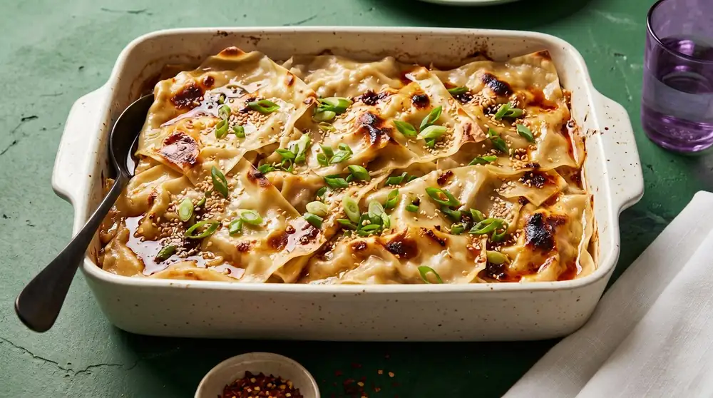 Make your own juicy dumpling lasagna easily in the oven
