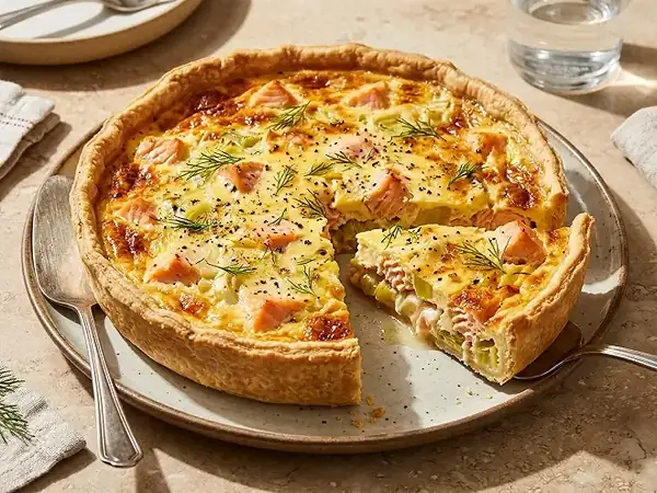 Quiche de salmón y puerro