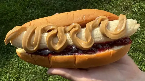 Hot dog buns as bread for peanut butter and jelly sandwiches