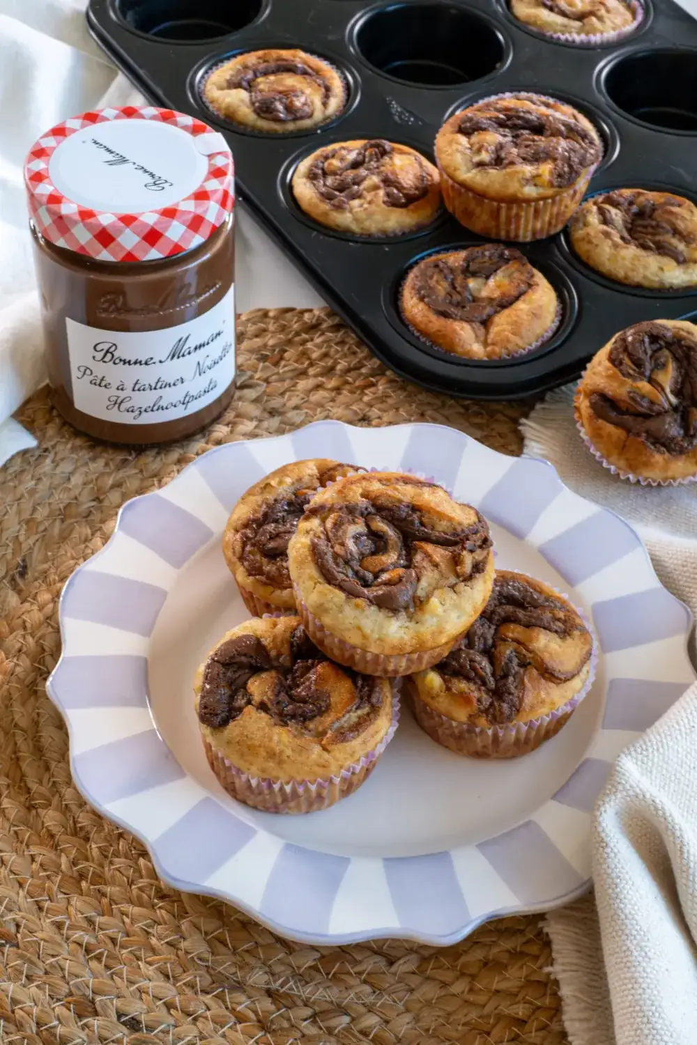 Banana muffins with hazelnut paste