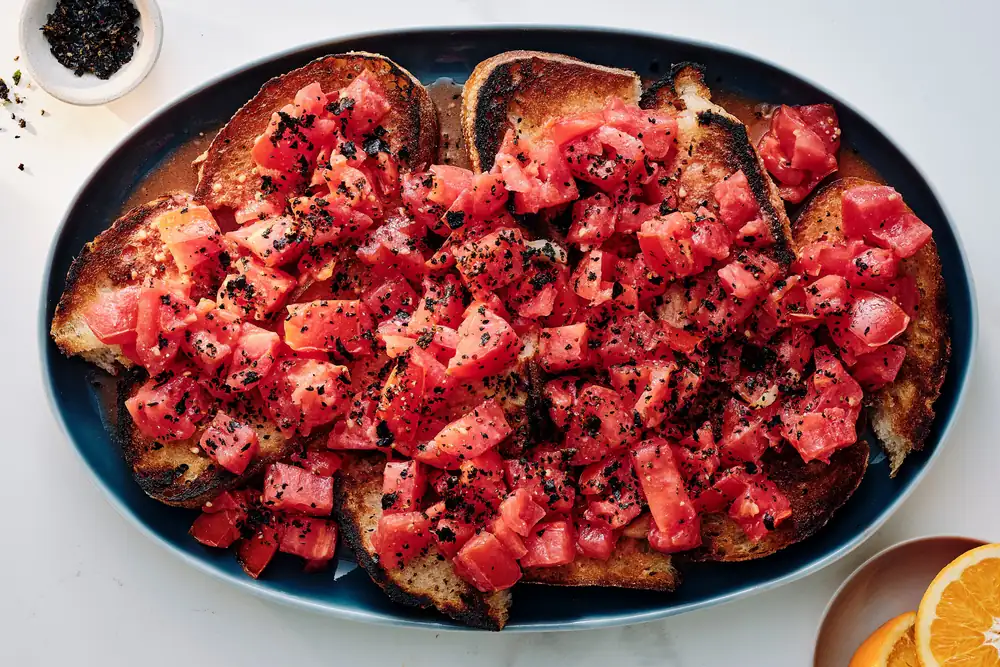 Miso Tomato Toasts With Shichimi Togarashi