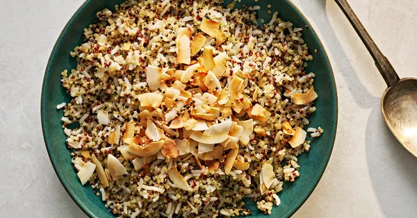 Receta de arroz con coco y quinoa • 45 min