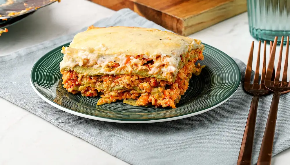 Lasaña de espinacas y pavo molido