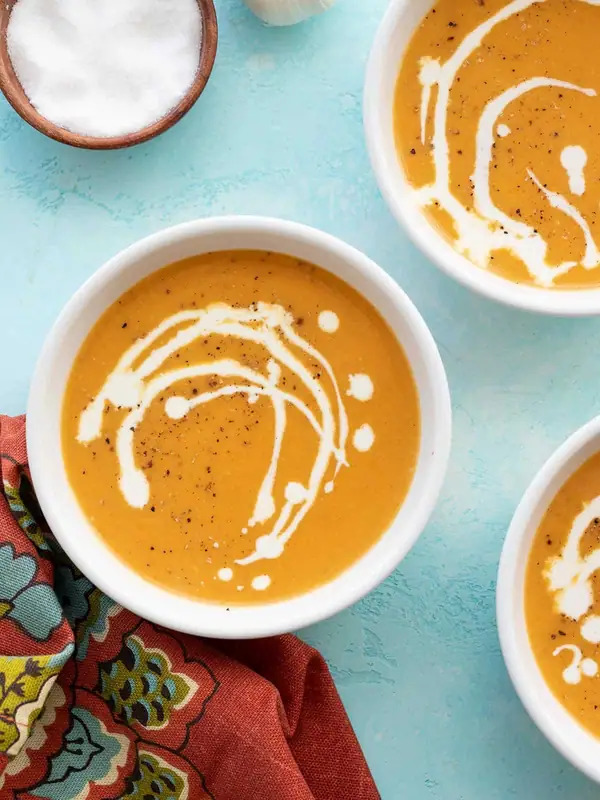 Cozy, Creamy Roasted Sweet Potato Soup with Warm Spices