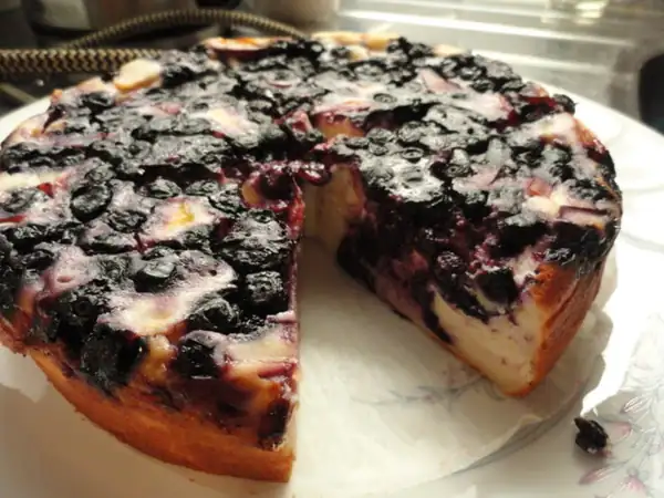 Super light nectarine-blueberry cheesecake