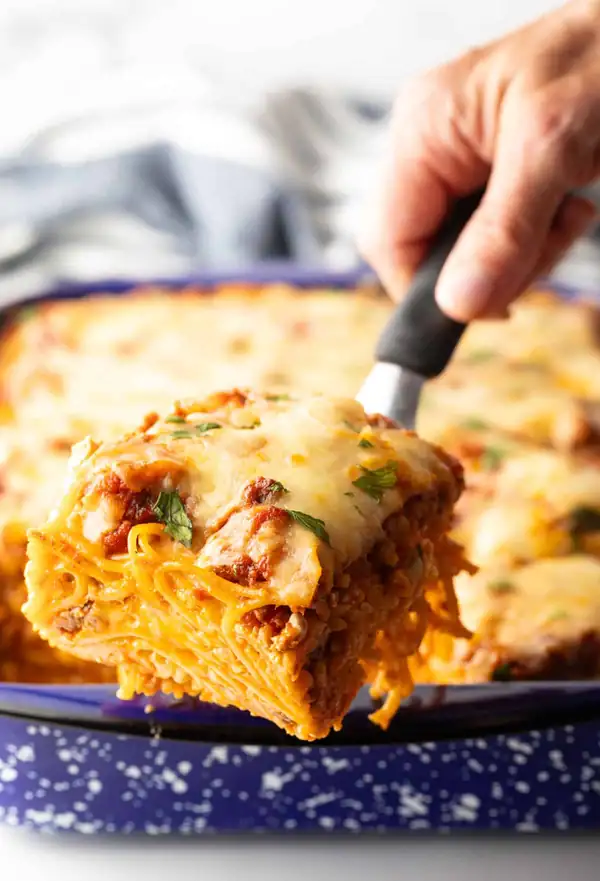 Baked Spaghetti Casserole with 3 Cheeses (So you know it's amazing!)