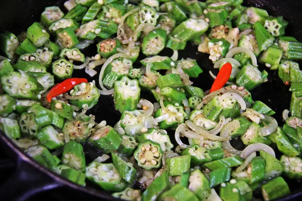 Fry Aloo with Ochro (Potato and Okra)