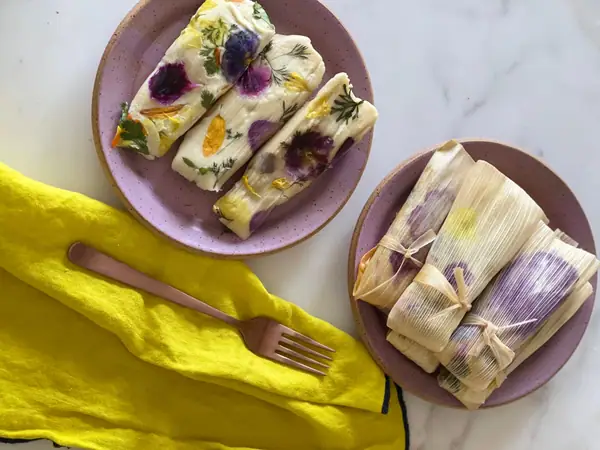 Vegan Botanical Tamales with Hibiscus-Jackfruit "Carnitas"