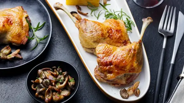 Confit, a French method for cooking and preserving meat in fat