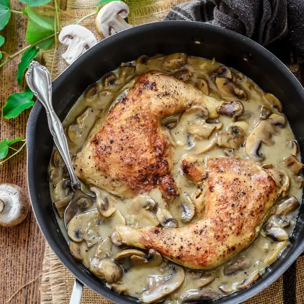 Chicken in Creamy Mushroom Sauce (Poulet à la Forestière)