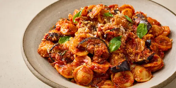 Smoky Aubergine Orecchiette With ‘Nduja Tomato Sauce Recipe