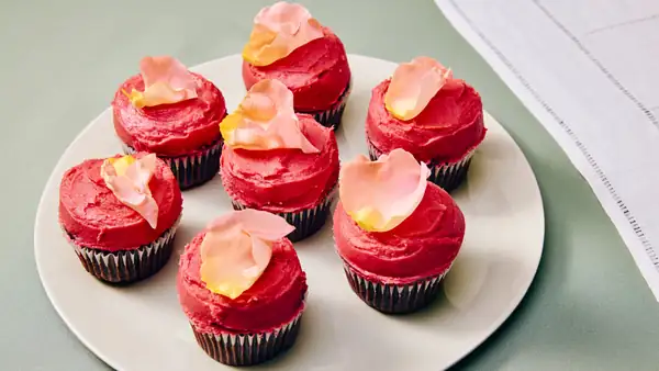 Earl Grey–Chocolate Cupcakes With Blackberry Frosting