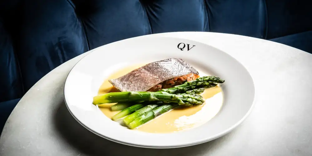 Cured trout with asparagus and vermouth beurre blanc