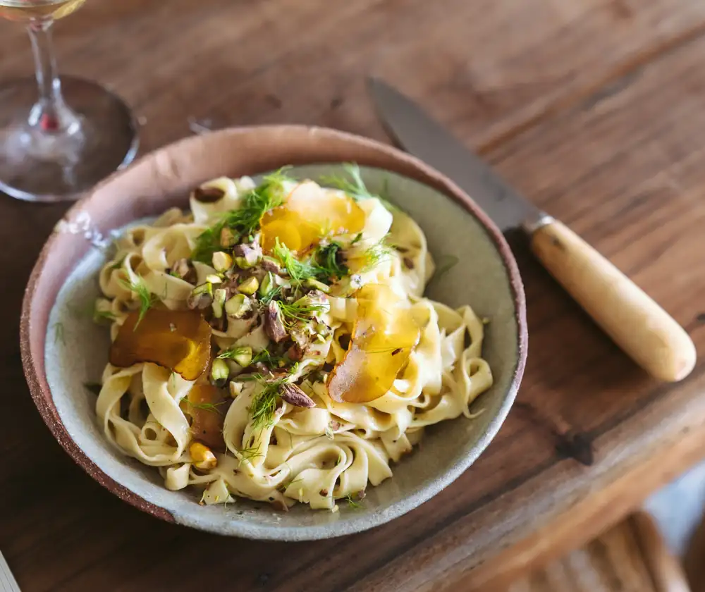 Receta de Jill Cousin para tallarines frescos con bottarga