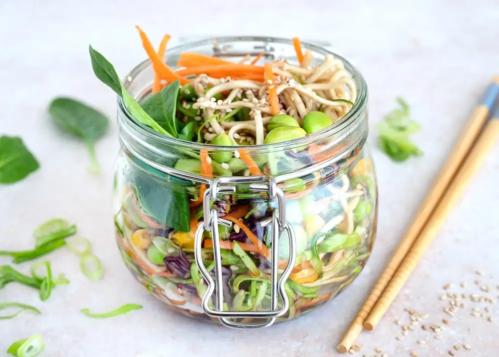 Lunchbox noodles with soy dressing and vegetables