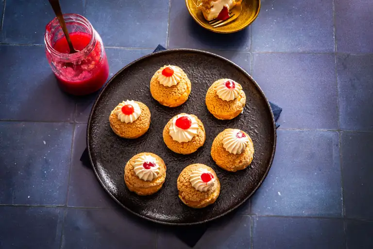 Rhubarb and Custard Choux Buns Recipe