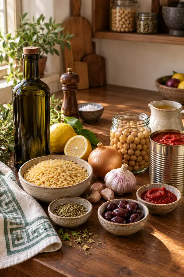 Productos básicos de la despensa griega y mediterránea: lo que siempre tengo a mano