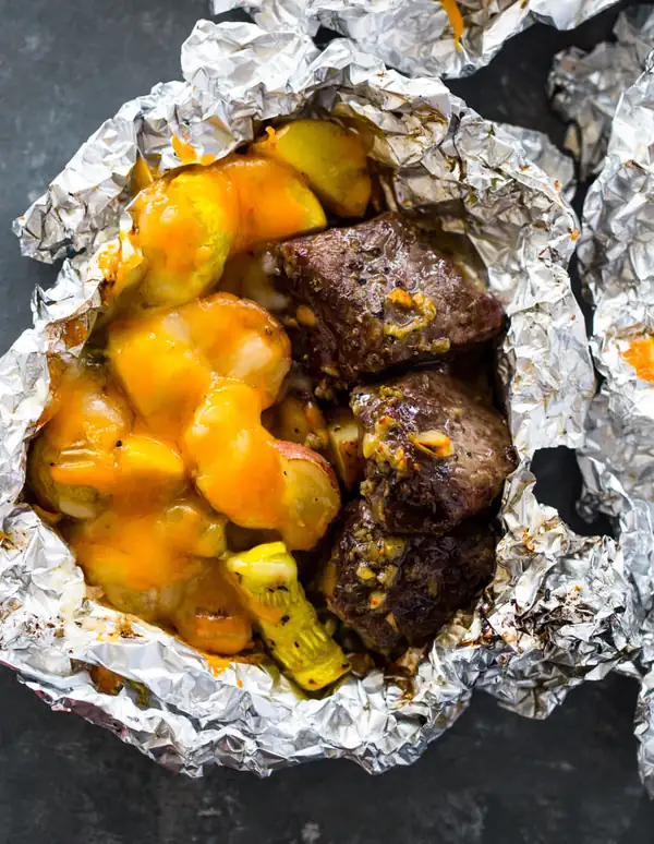 Foil Pack Garlic Steak, Potatoes & Veggies