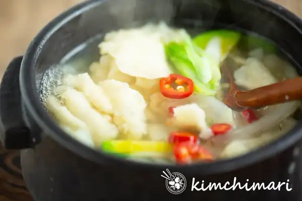 Sujebi (Hand-pulled noodle soup) 수제비