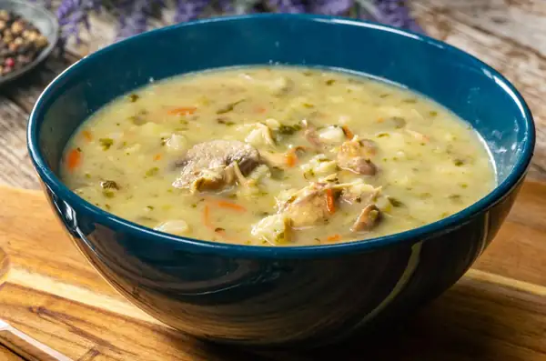 Cucumber soup with ribs. A distinctive flavor and very filling