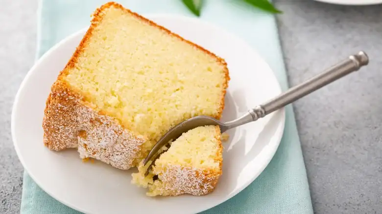 A stale sponge cake can be turned into French toast.