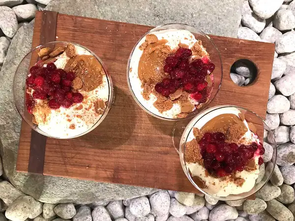 Autumn dessert with lingonberries