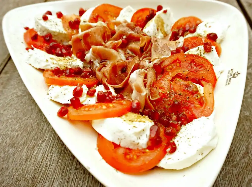 A Caprese Salad with Parma Ham