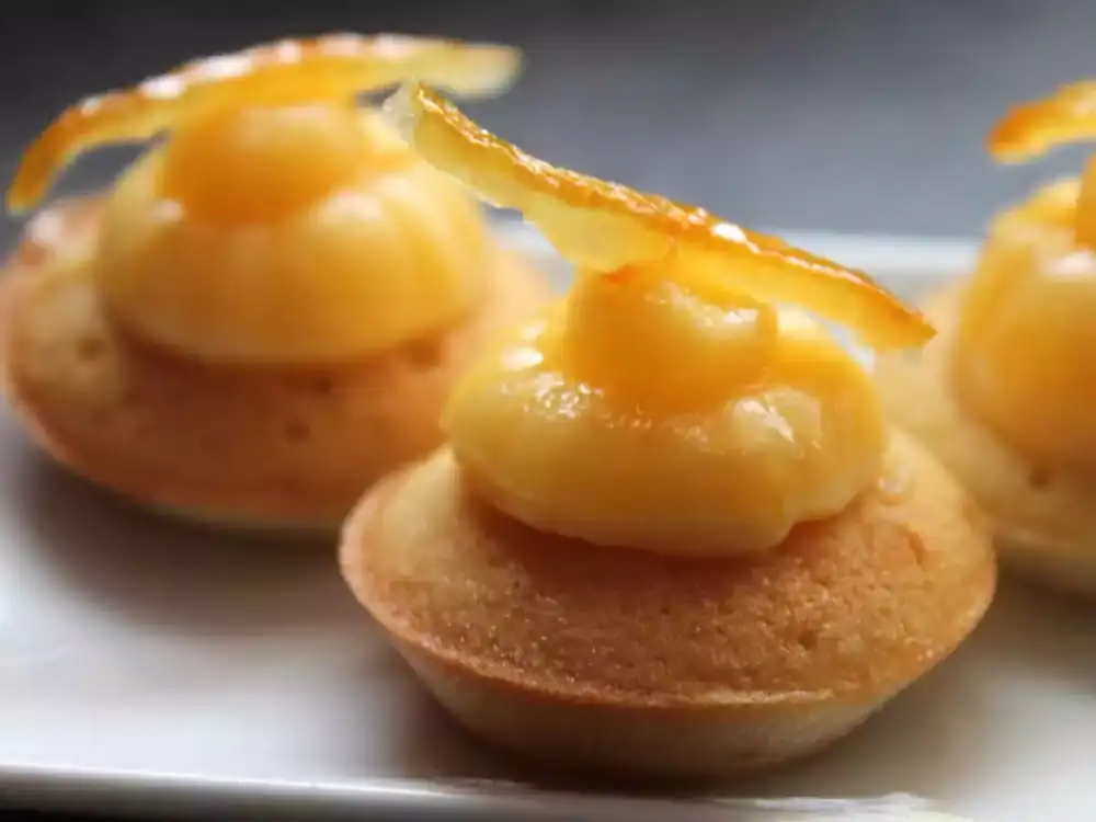 Hazelnut financiers and lemon curd dome recipe