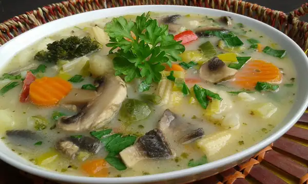 Vegetable and mushroom soup