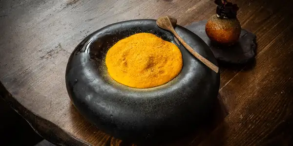 Squash And Prawns With Marigold Bisque And Sprat Cream Doughnut Recipe