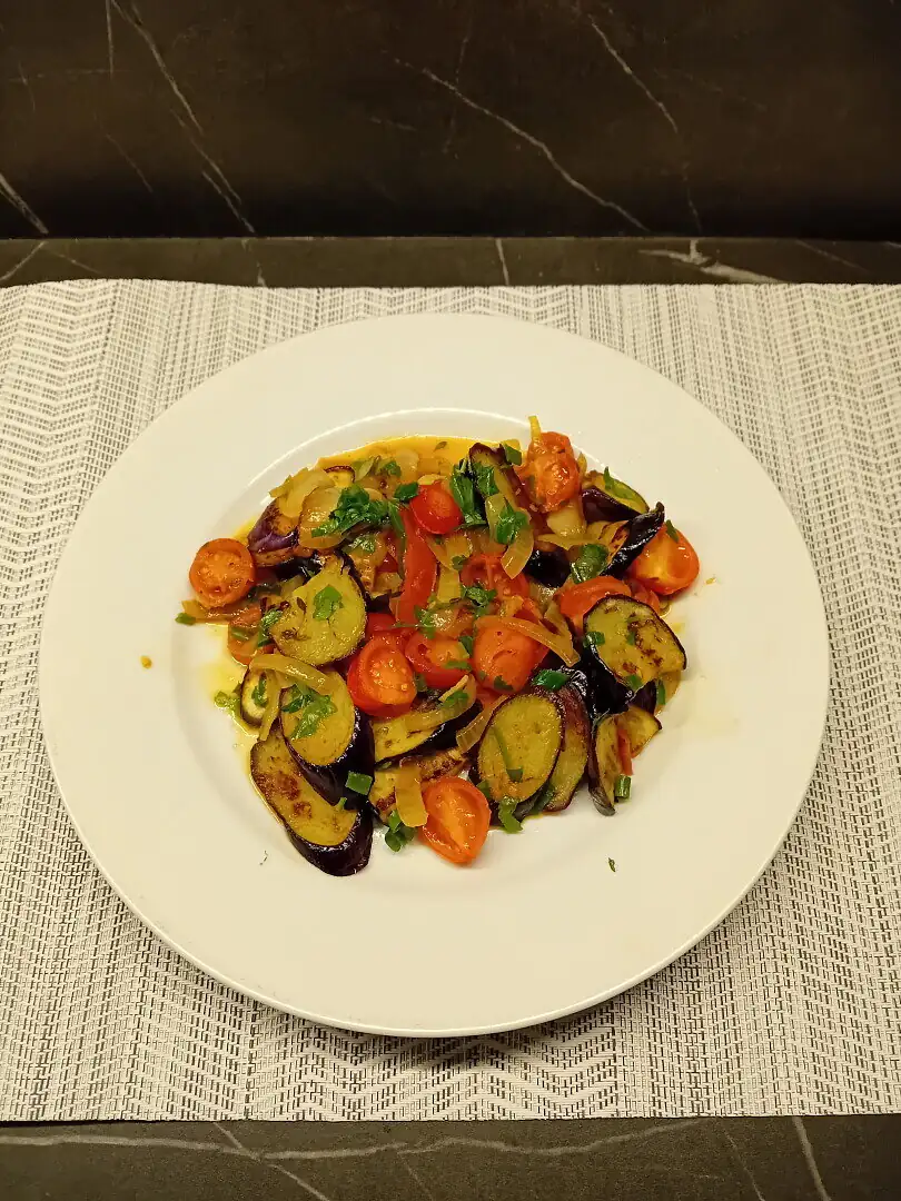 Eggplant salad with tomatoes