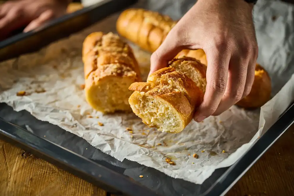 Baguette con mantequilla de ajo