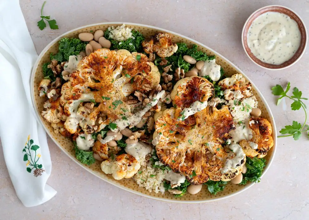 Cauliflower and beans with mustard dressing