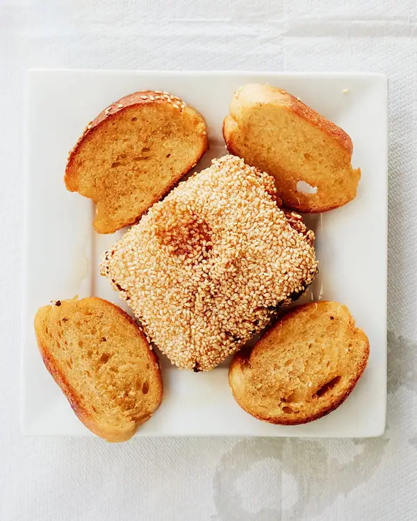 Greek Fried Sesame-Crusted Feta With Honey Recipe