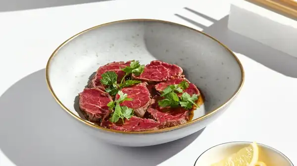 Beef tataki, a Japanese steak served with ponzu sauce