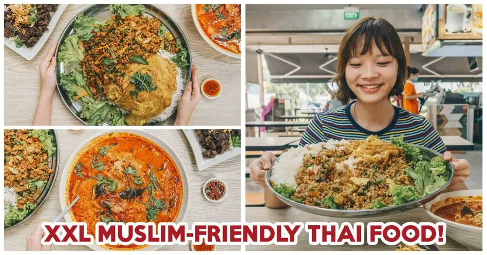 Reseña de Limau Thai Kitchen: Arroz con pollo y albahaca tailandesa XXL apto para musulmanes y Tom Yum de mariscos en Woodlands