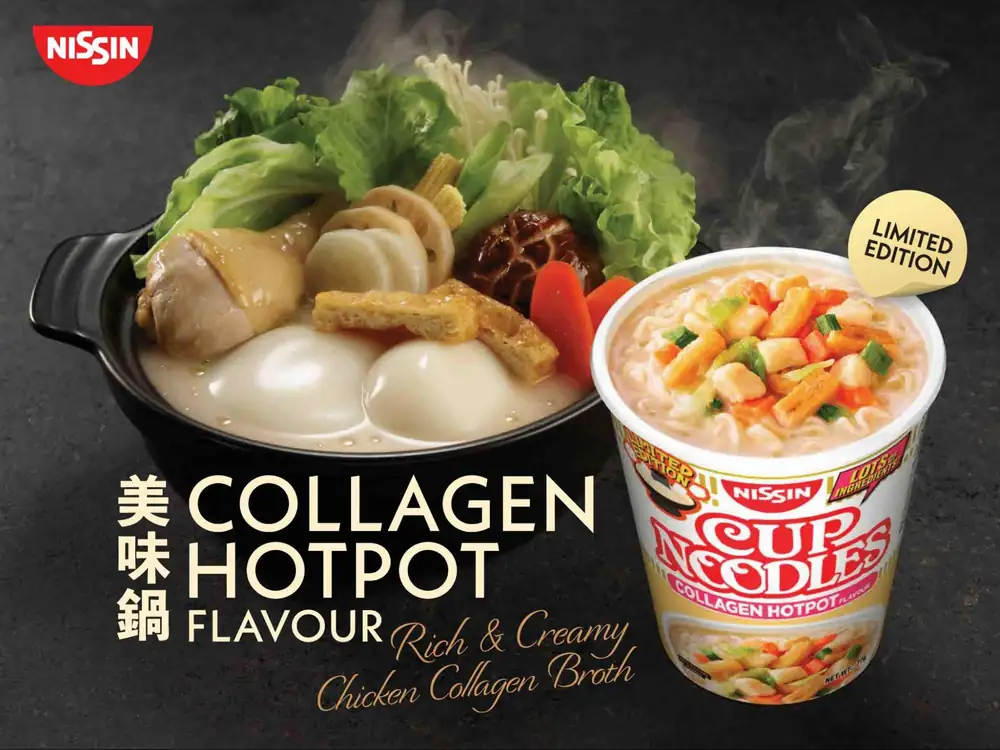 NISSIN tiene nuevos fideos instantáneos de colágeno para olla caliente por tiempo limitado