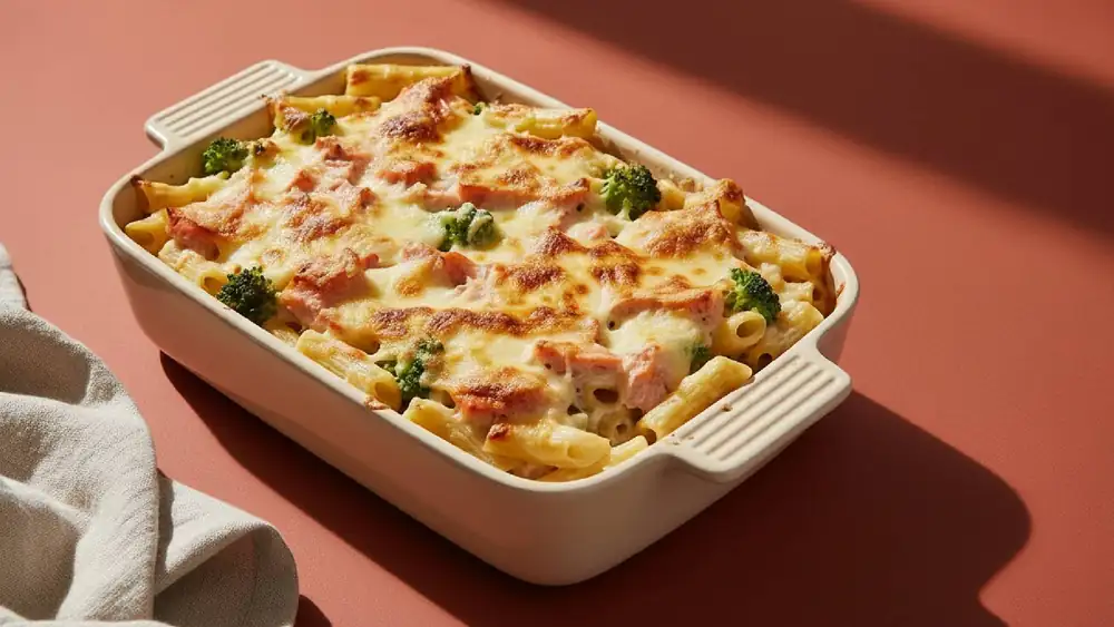 Pasta and salmon bake with broccoli: delicious everyday cooking