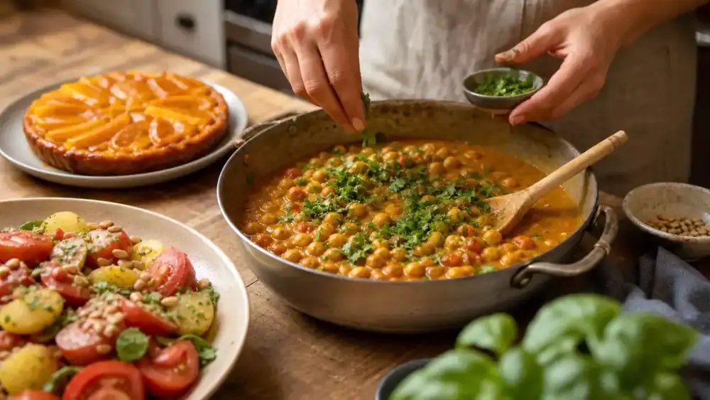 Vegetarian menu, October 1st: a gourmet experience with chickpea curry and mango tart
