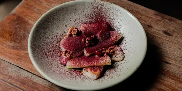 Raw Scallop, Kohlrabi, Fermented Gooseberries And Lemon Verbena Recipe