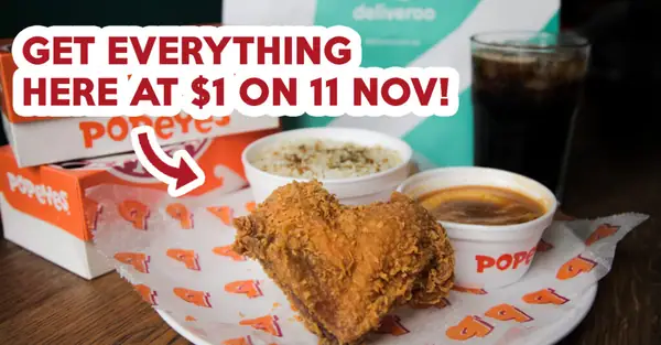 Get Popeyes Chicken And Mashed Potatoes At $1 Via Deliveroo On 11 November 2017