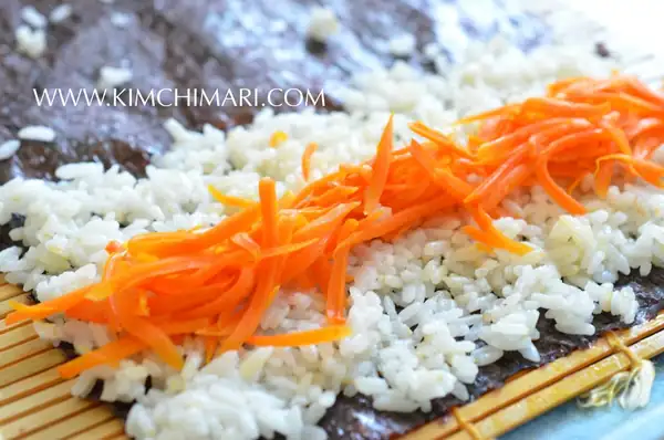 Mini Kimbap (Mayak Kimbap) with Carrot or Cucumber